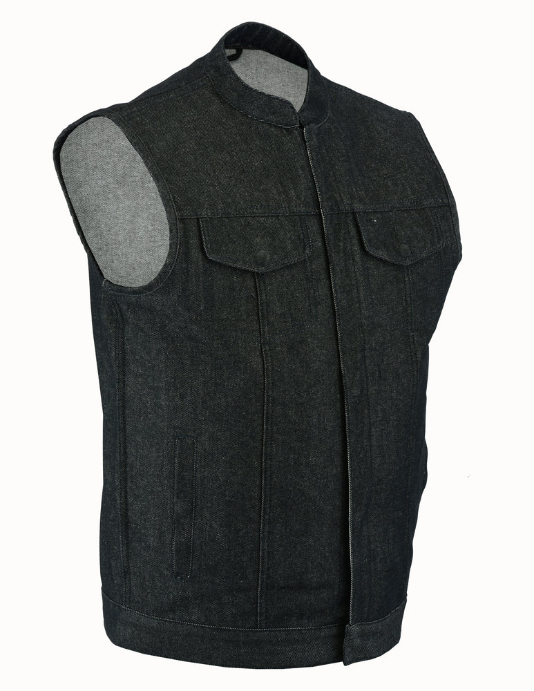 DM977 Men's Rough Rub-Off Raw Finish Denim Vest-Daniel Smart Mfg - Retail