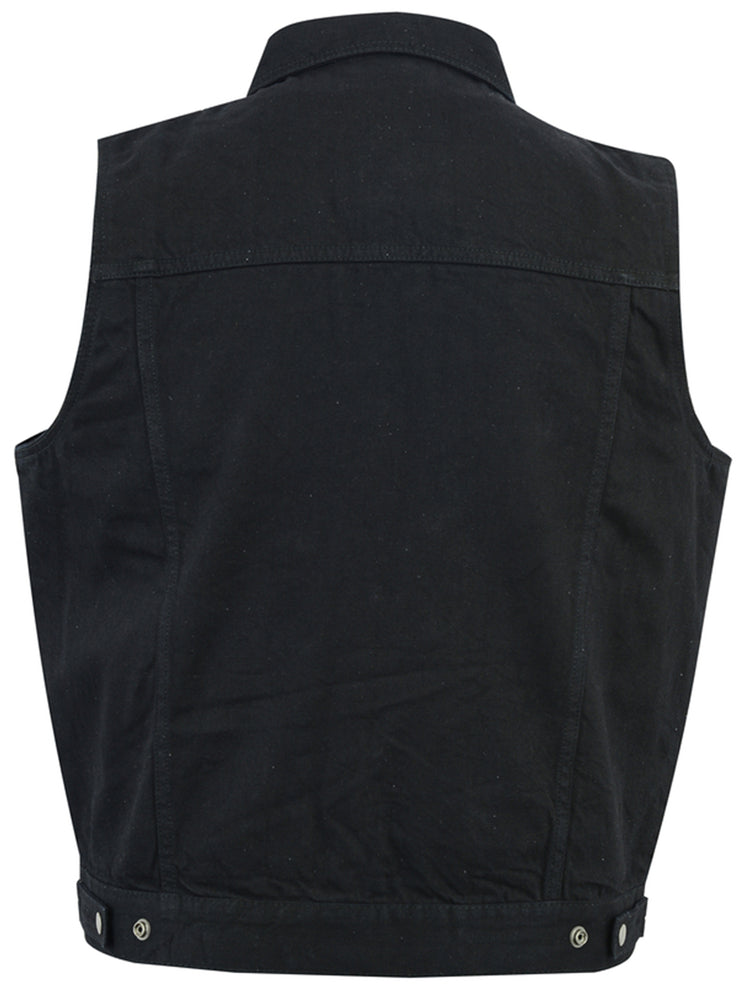 DM979BK Snap/Zipper Front Denim Vest- Black-Daniel Smart Mfg - Retail