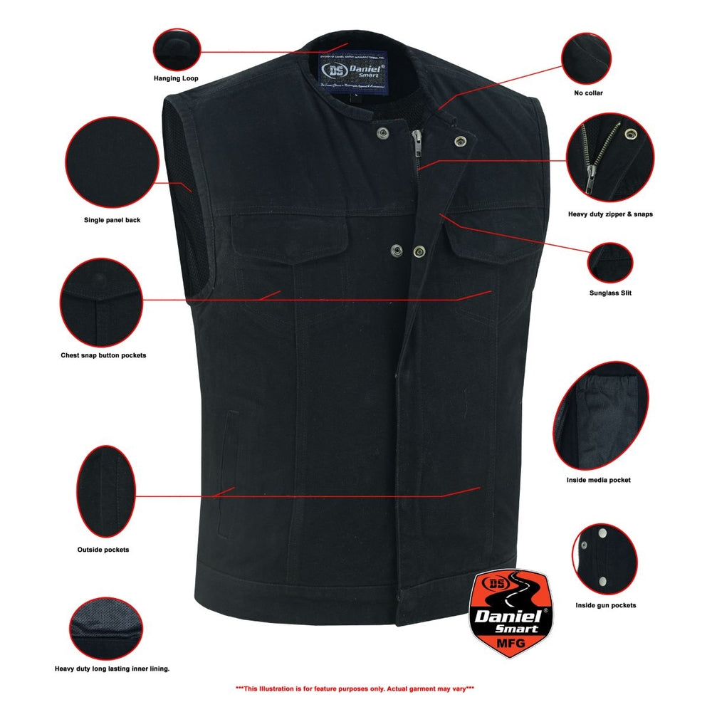 DM981BK Concealed Snaps, Denim Material, Hidden Zipper, w/o Collar-Daniel Smart Mfg - Retail