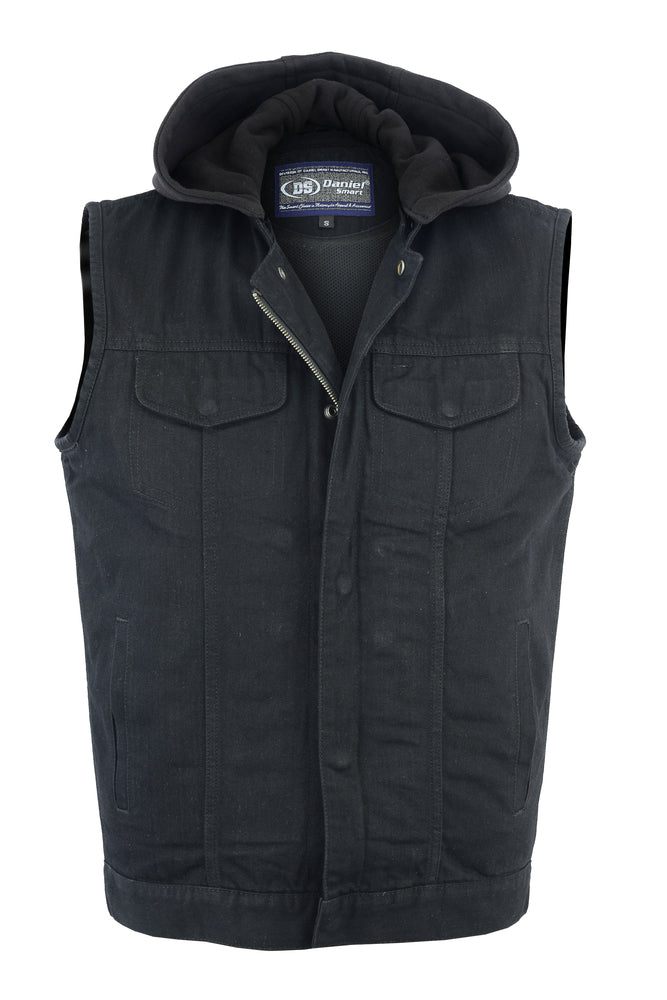 DM982 Men's Black Denim Single Back Panel Concealment Vest w/Rem-Daniel Smart Mfg - Retail