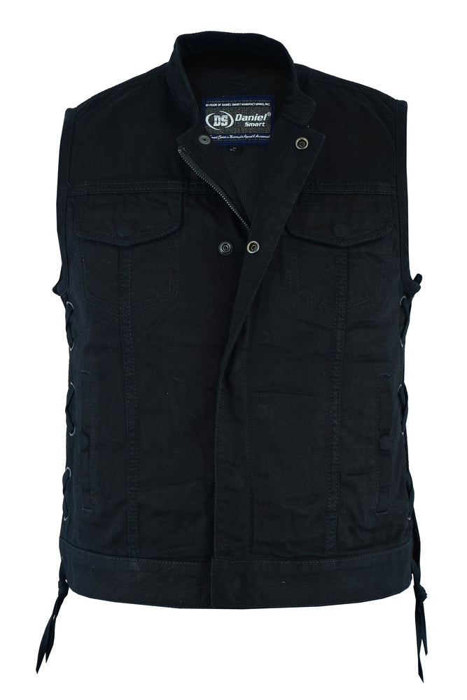 DM986 Women's Advance Side Laces Black Construction Denim Vest-Daniel Smart Mfg - Retail