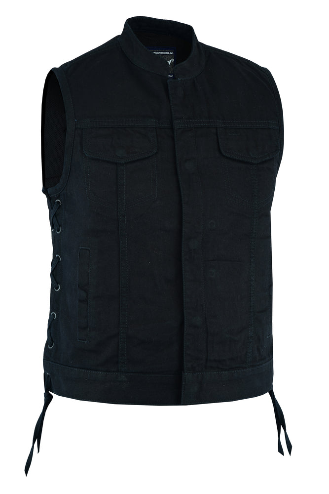 DM986 Women's Advance Side Laces Black Construction Denim Vest-Daniel Smart Mfg - Retail