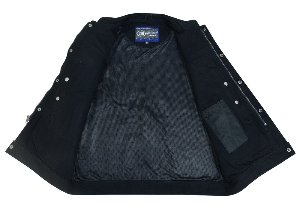 DM989BK Concealed Snap Closure, Denim Material, Scoop Collar & Hidden-Daniel Smart Mfg - Retail