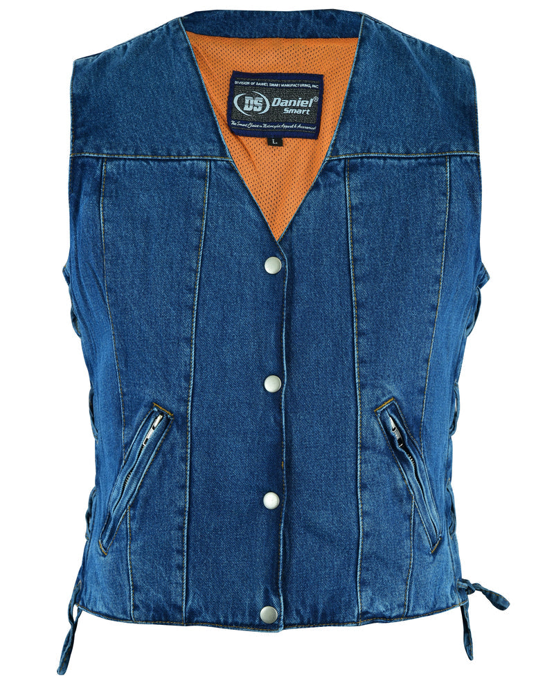 DM997 Women's Single Back Panel Concealed Carry Denim Vest - Blue-Daniel Smart Mfg - Retail