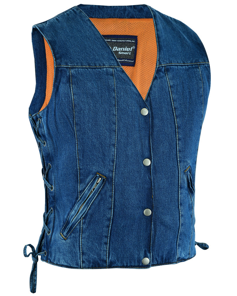 DM997 Women's Single Back Panel Concealed Carry Denim Vest - Blue-Daniel Smart Mfg - Retail