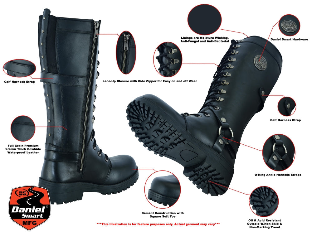 Drax - Women's Leather Motorcycle Boots-Womens Motorcycle Boots-Daniel Smart Mfg - Retail