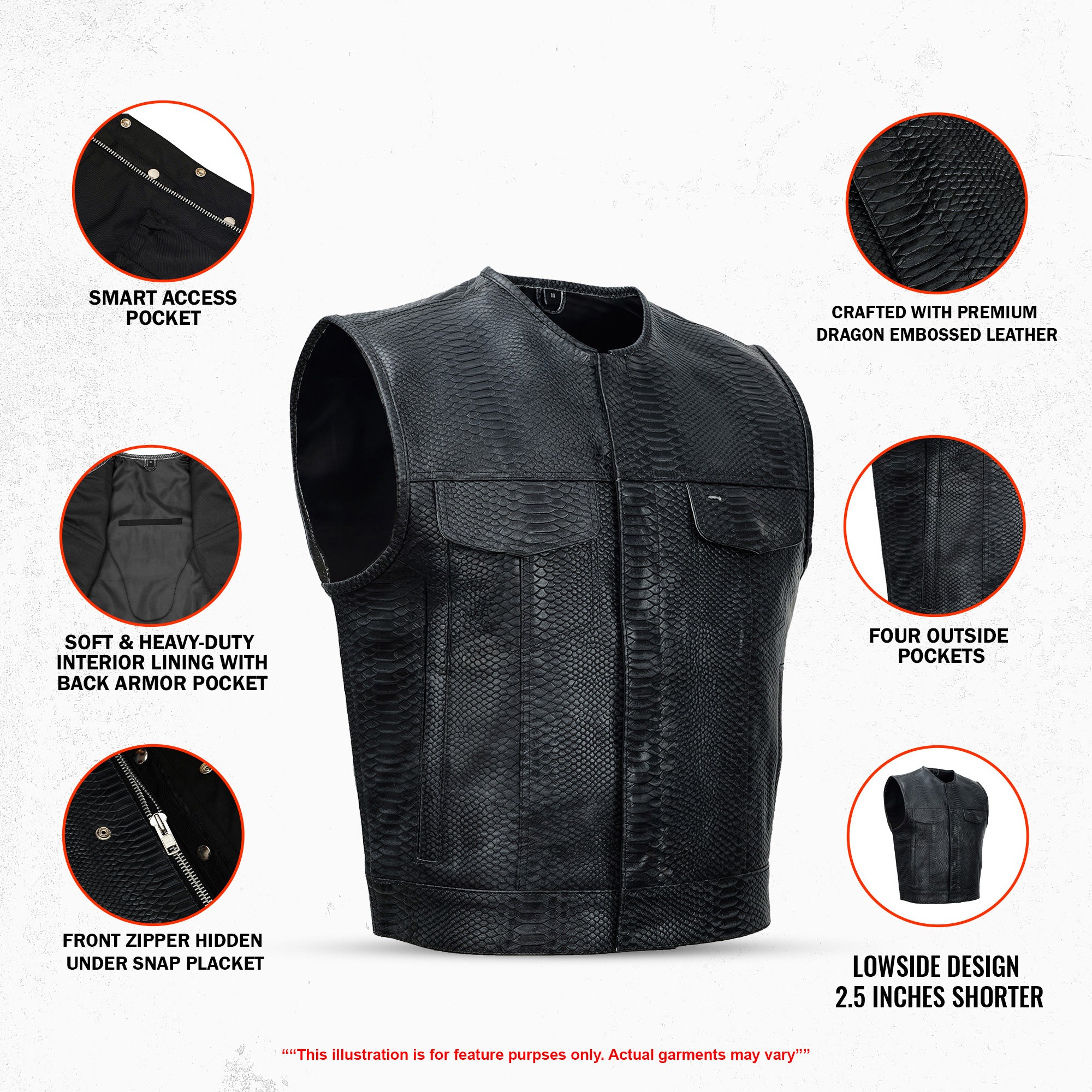 Croc Commander™ Men's Lowcut Motorcycle Leather Vest