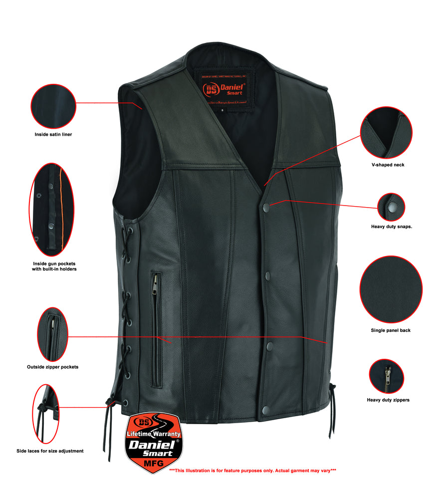 DS105 Men's Single Back Panel Concealed Carry Vest-Daniel Smart Mfg - Retail