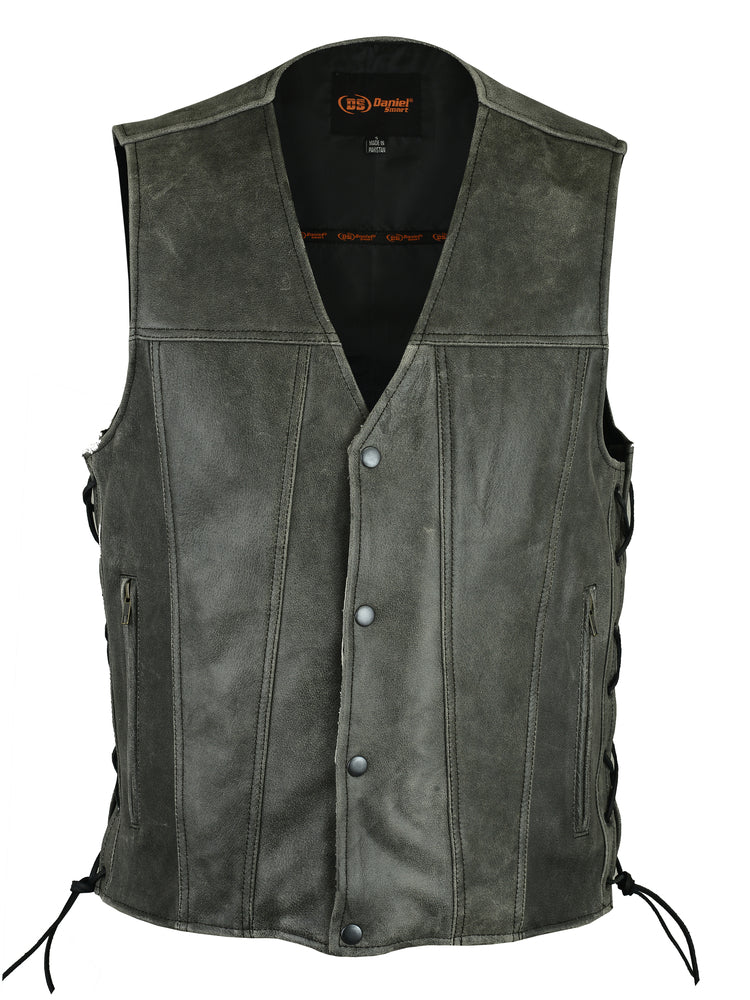 DS105V Men's Gray Single Back Panel Concealed Carry Vest-Daniel Smart Mfg - Retail