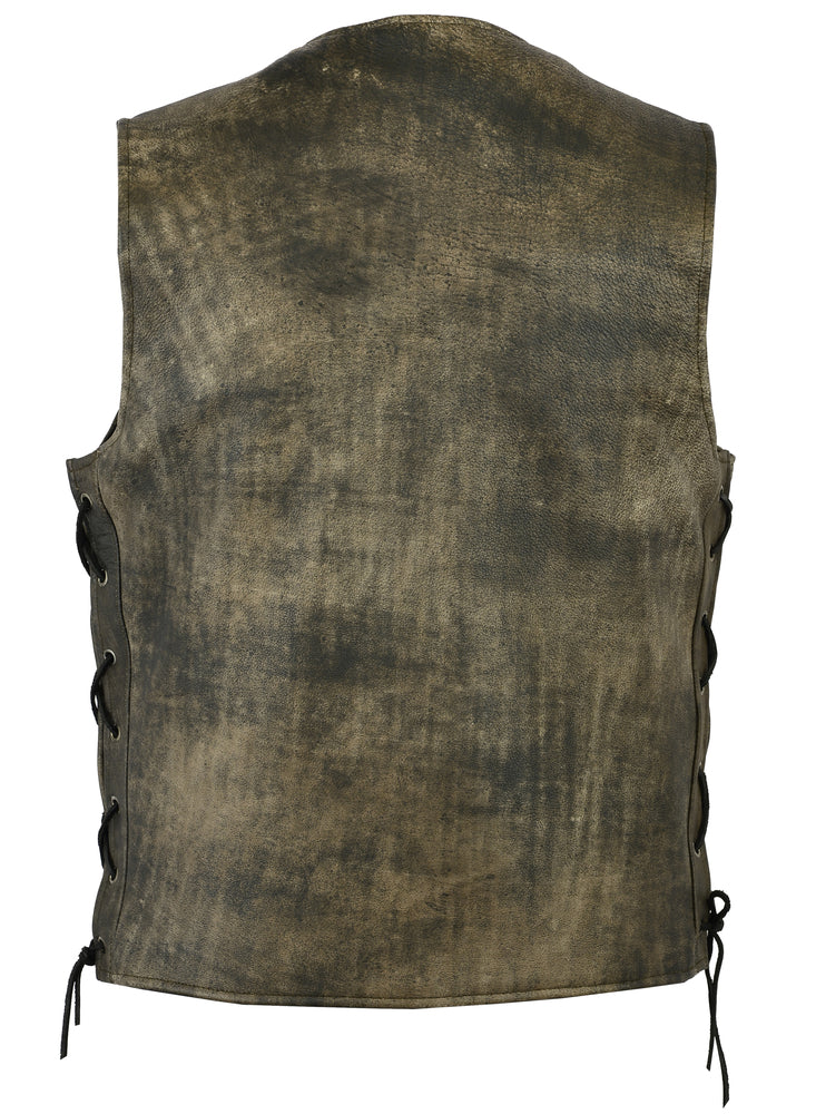 DS107 Men's Antique Brown Single Back Panel Concealed Carry Vest-Daniel Smart Mfg - Retail