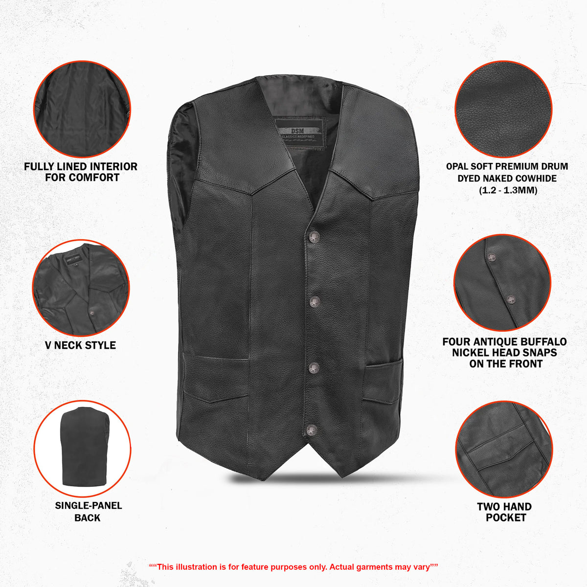 Shadow Men's Motorcycle Leather Vest