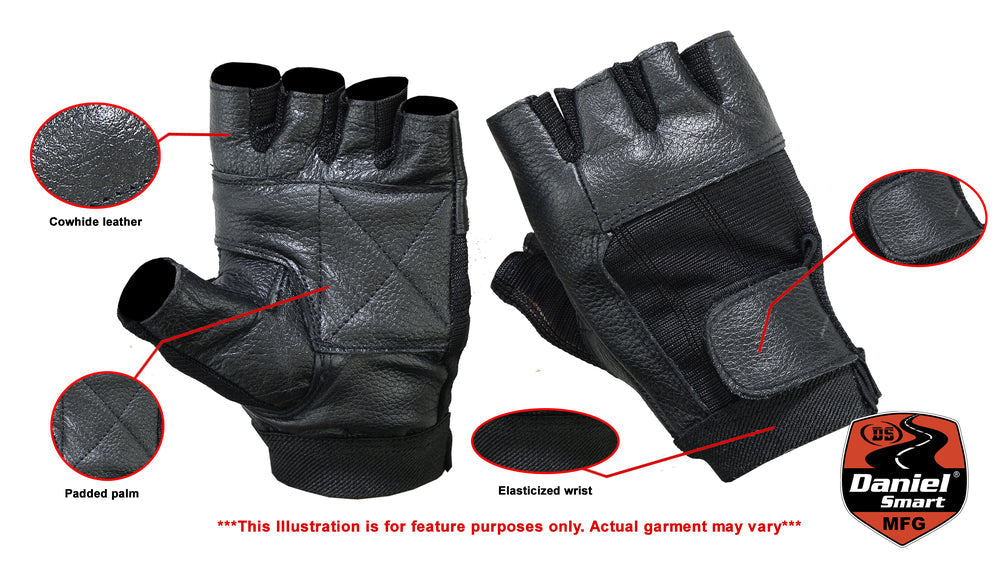 DS12 Leather / Mesh Fingerless Glove-Daniel Smart Mfg - Retail