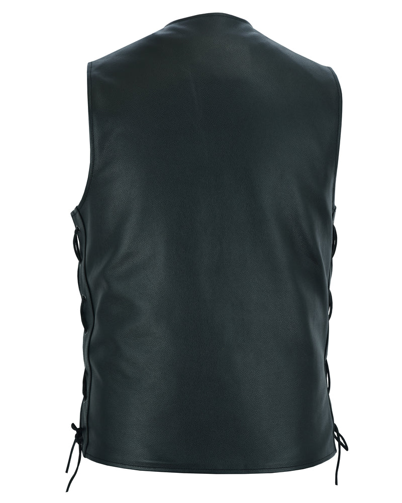 DS161TALL Men's Tall Classic Tapered Bottom Biker Leather Vest-Daniel Smart Mfg - Retail