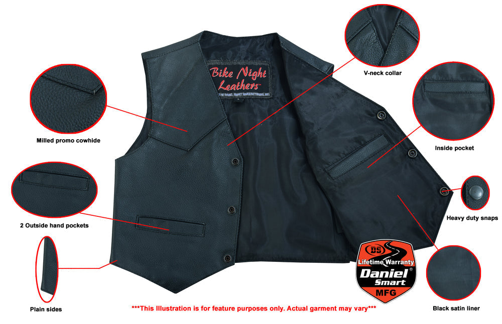 DS1744 Toddler Traditional Style Plain Side Vest-Kids Leather-Daniel Smart Mfg - Retail