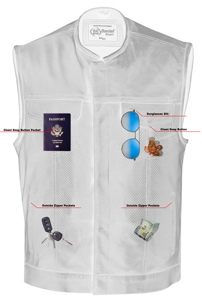 DS183 Men's Premium Perforated Single Back Panel Concealment Vest W/O-Daniel Smart Mfg - Retail