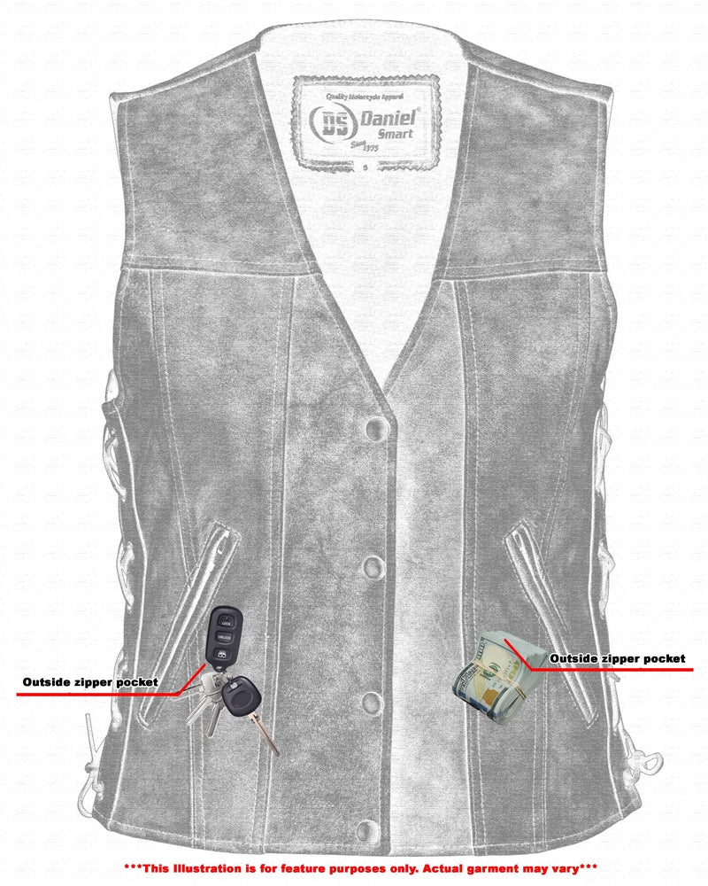 DS205V Women's Gray Single Back Panel Concealed Carry Vest-Daniel Smart Mfg - Retail