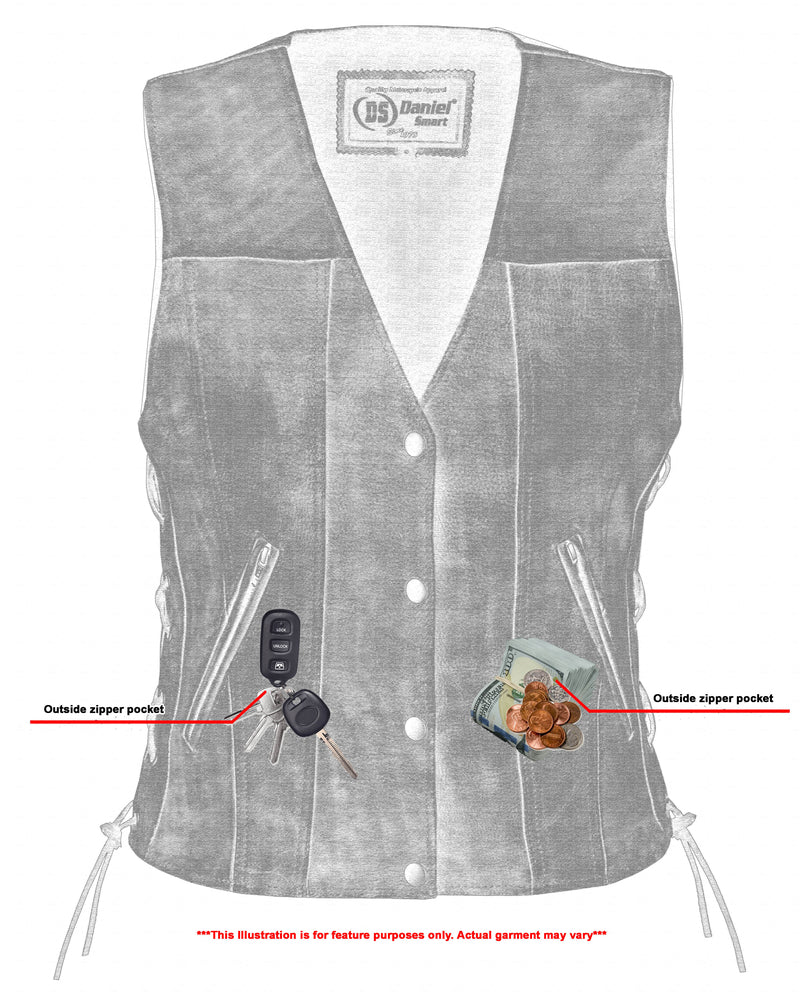 DS207 Women's Antique Brown Single Back Panel Concealed Carry Vest-Daniel Smart Mfg - Retail