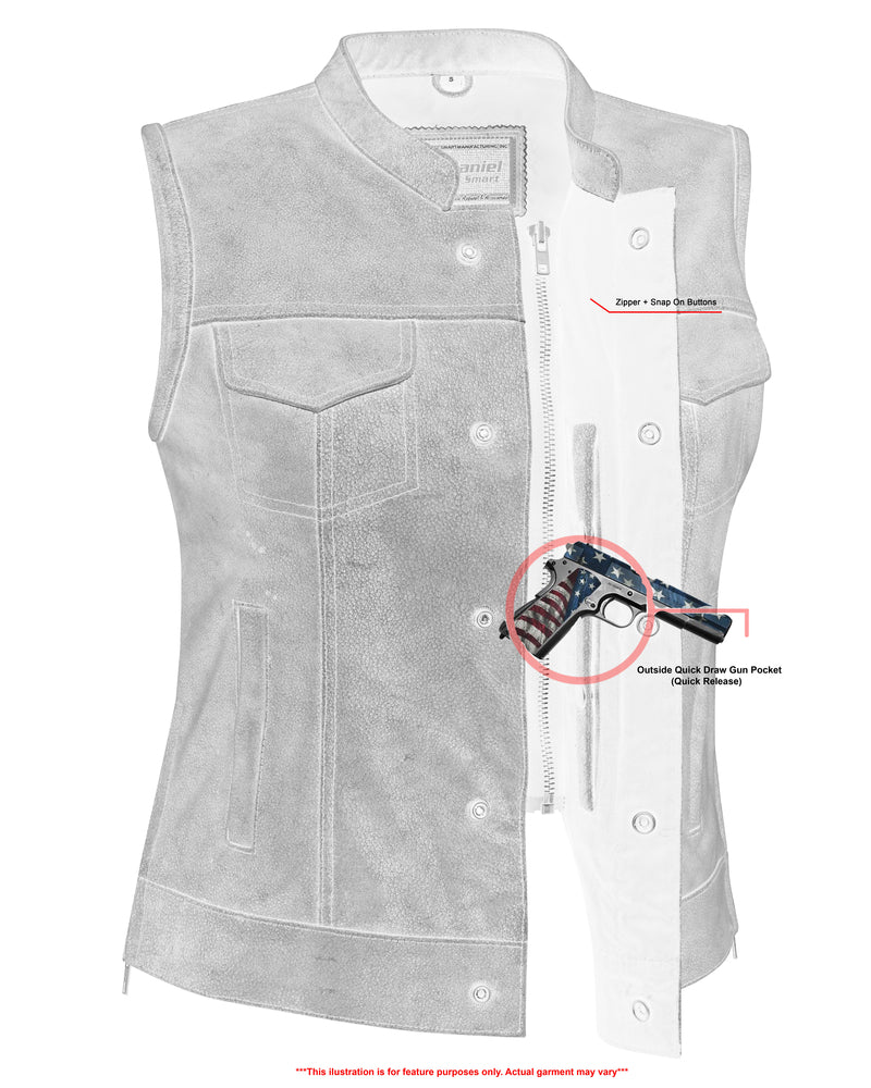 DS229 Women's Premium Single Back Panel Concealment Vest - GRAY-Daniel Smart Mfg - Retail