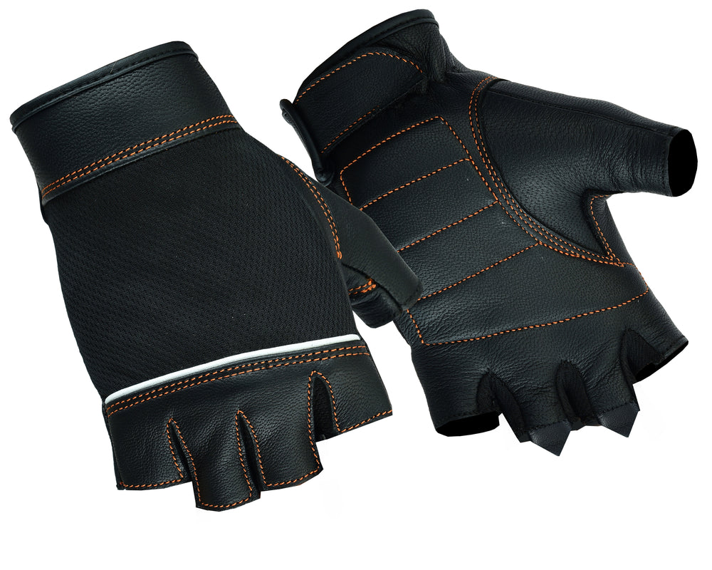 DS2429 Women's Fingerless Glove with Orange Stitching Details-Daniel Smart Mfg - Retail