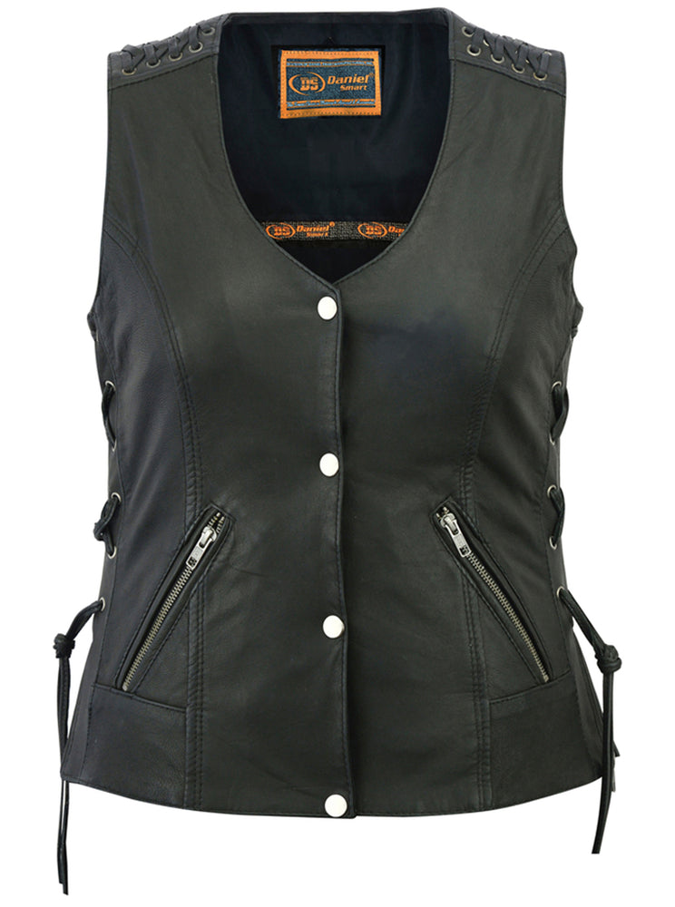 DS285 Women's Vest with Grommet and Lacing Accents-Daniel Smart Mfg - Retail