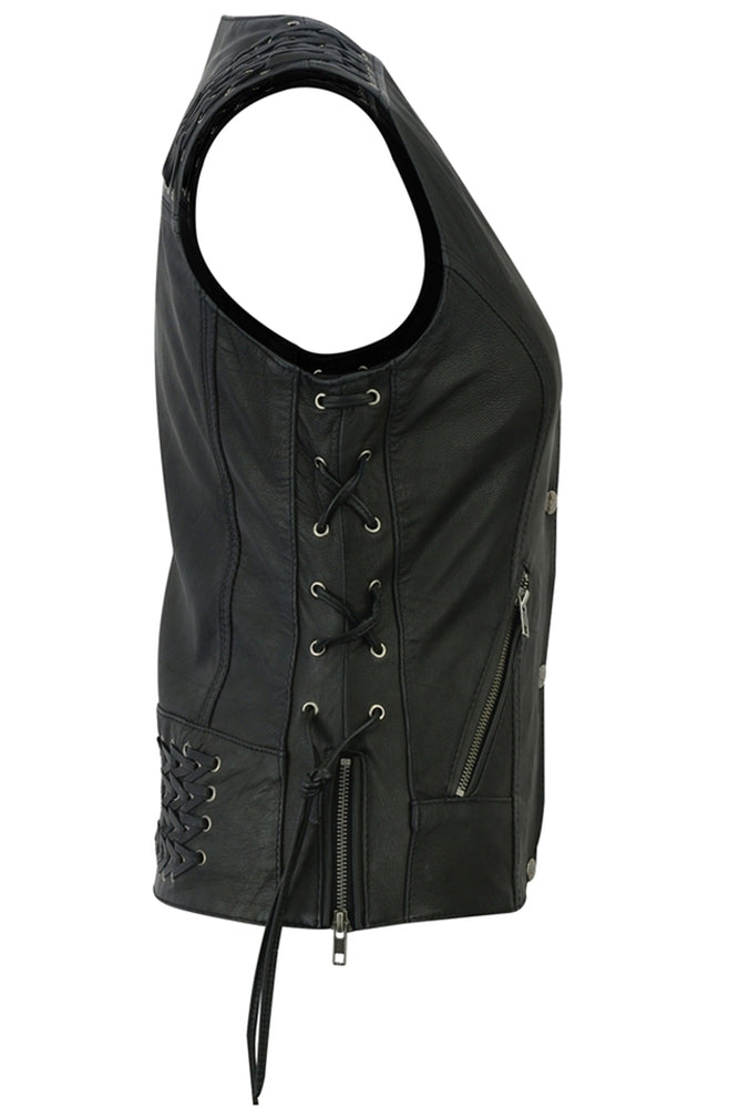 DS285 Women's Vest with Grommet and Lacing Accents-Daniel Smart Mfg - Retail