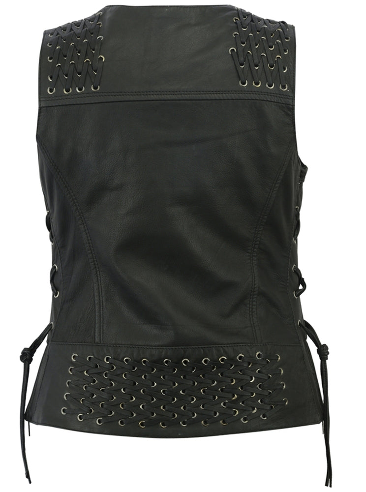 DS285 Women's Vest with Grommet and Lacing Accents-Daniel Smart Mfg - Retail