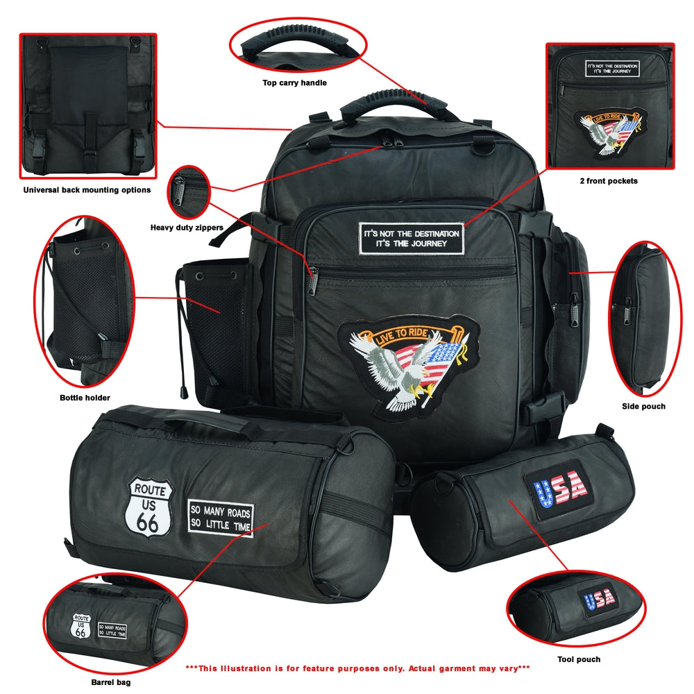 DS370 Three Piece Sissy Bar Back Pack-Sissy Bar Bags-Daniel Smart Mfg - Retail