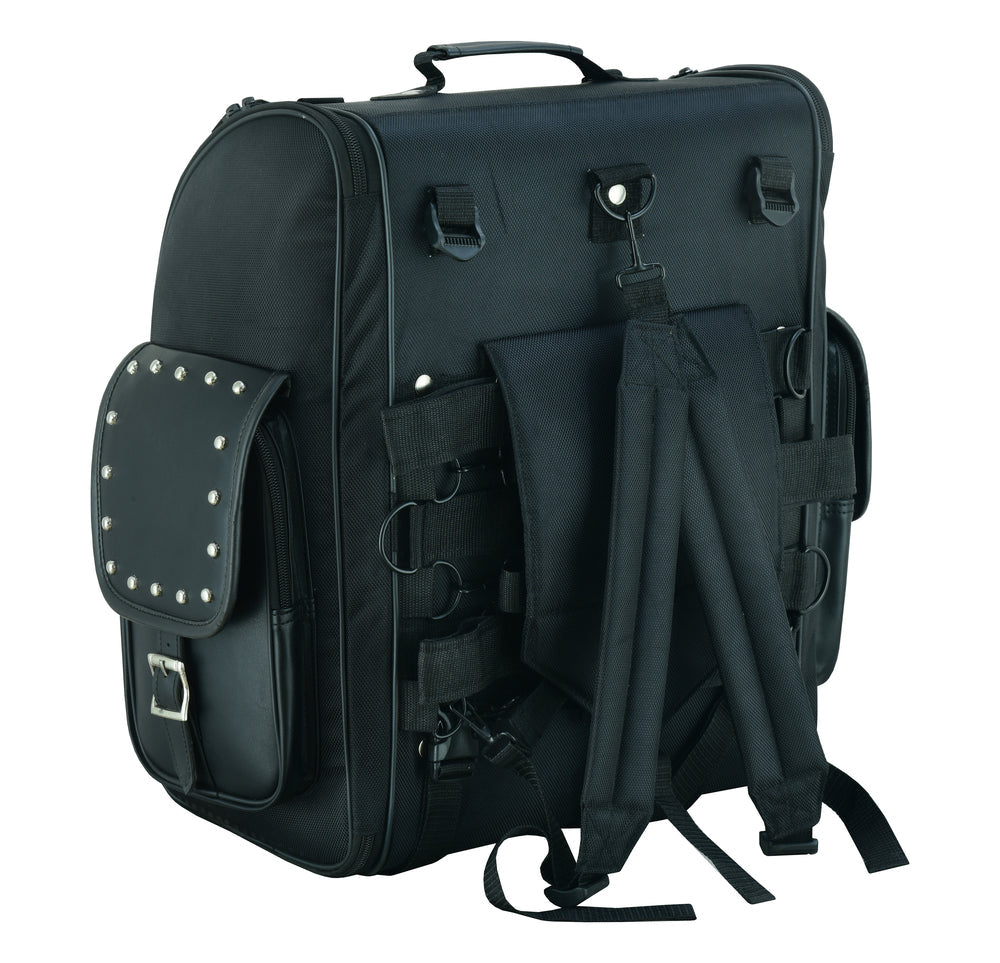 DS386 Updated Touring Back Pack With Studs-Sissy Bar Bags-Daniel Smart Mfg - Retail
