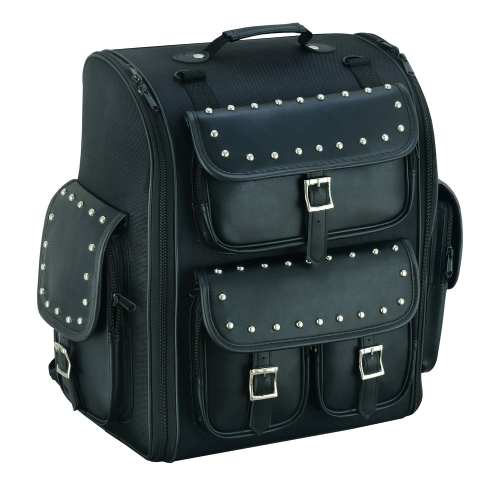 black leather school backpack DS386 Updated Touring Back Pack With Studs