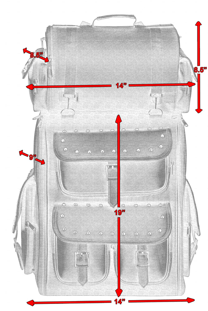 DS386 Updated Touring Back Pack With Studs-Sissy Bar Bags-Daniel Smart Mfg - Retail
