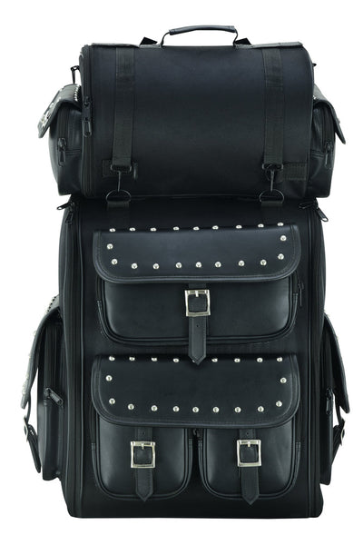 DS386 Updated Touring Back Pack With Studs-Sissy Bar Bags-Daniel Smart Mfg - Retail