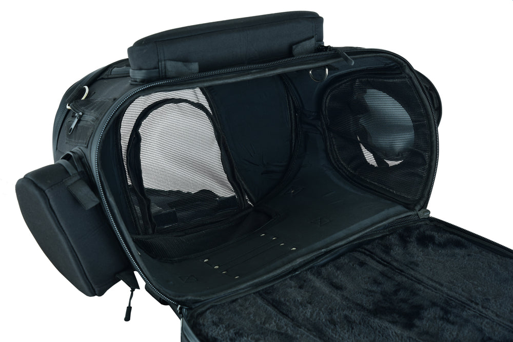 DS388 Daniel Smart Black Heavy Duty Textile Motorcycle Pet Carrier Si-Sissy Bar Bags-Daniel Smart Mfg - Retail