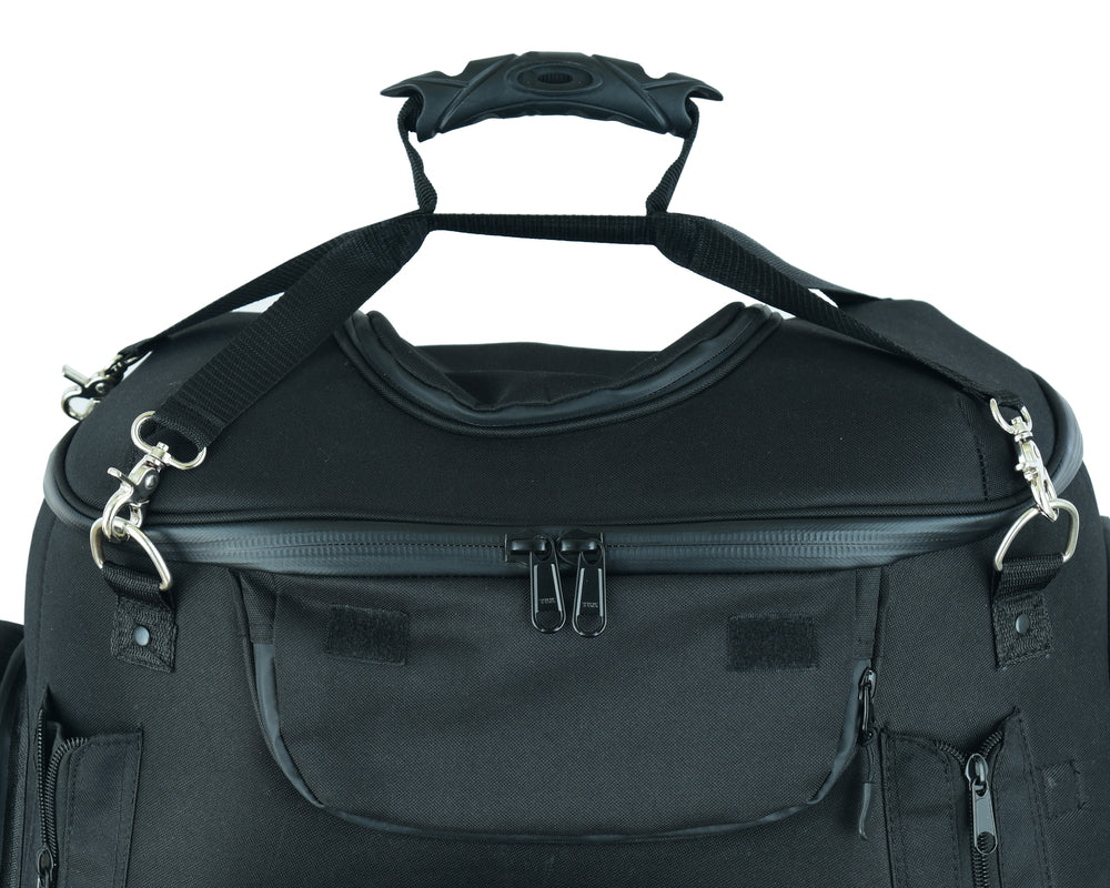 DS388 Daniel Smart Black Heavy Duty Textile Motorcycle Pet Carrier Si-Sissy Bar Bags-Daniel Smart Mfg - Retail