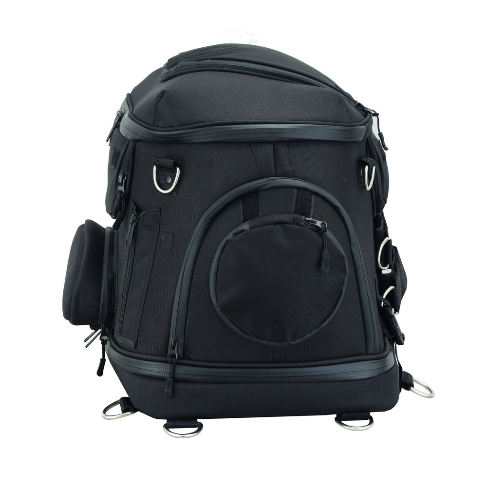 DS388 Daniel Smart Black Heavy Duty Textile Motorcycle Pet Carrier Si-Sissy Bar Bags-Daniel Smart Mfg - Retail