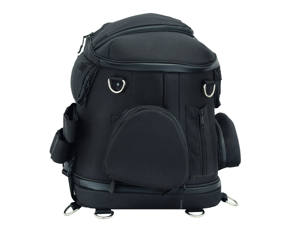DS388 Daniel Smart Black Heavy Duty Textile Motorcycle Pet Carrier Si-Sissy Bar Bags-Daniel Smart Mfg - Retail