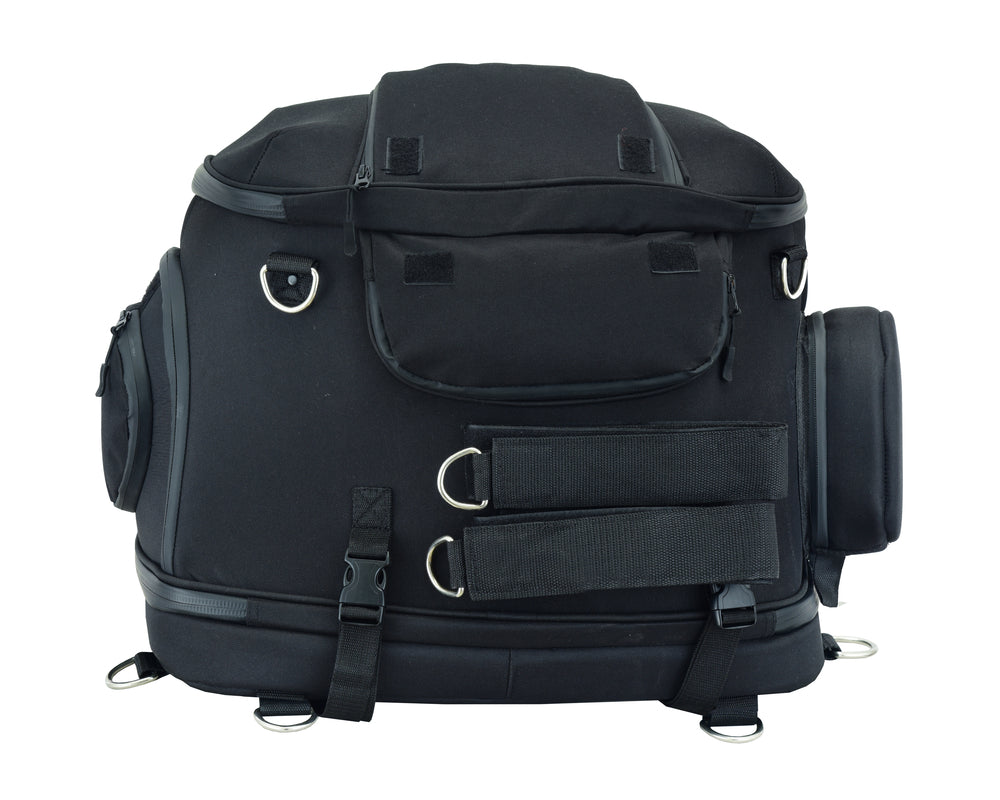 DS388 Daniel Smart Black Heavy Duty Textile Motorcycle Pet Carrier Si-Sissy Bar Bags-Daniel Smart Mfg - Retail