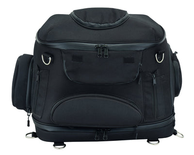 DS388 Daniel Smart Black Heavy Duty Textile Motorcycle Pet Carrier Si-Sissy Bar Bags-Daniel Smart Mfg - Retail