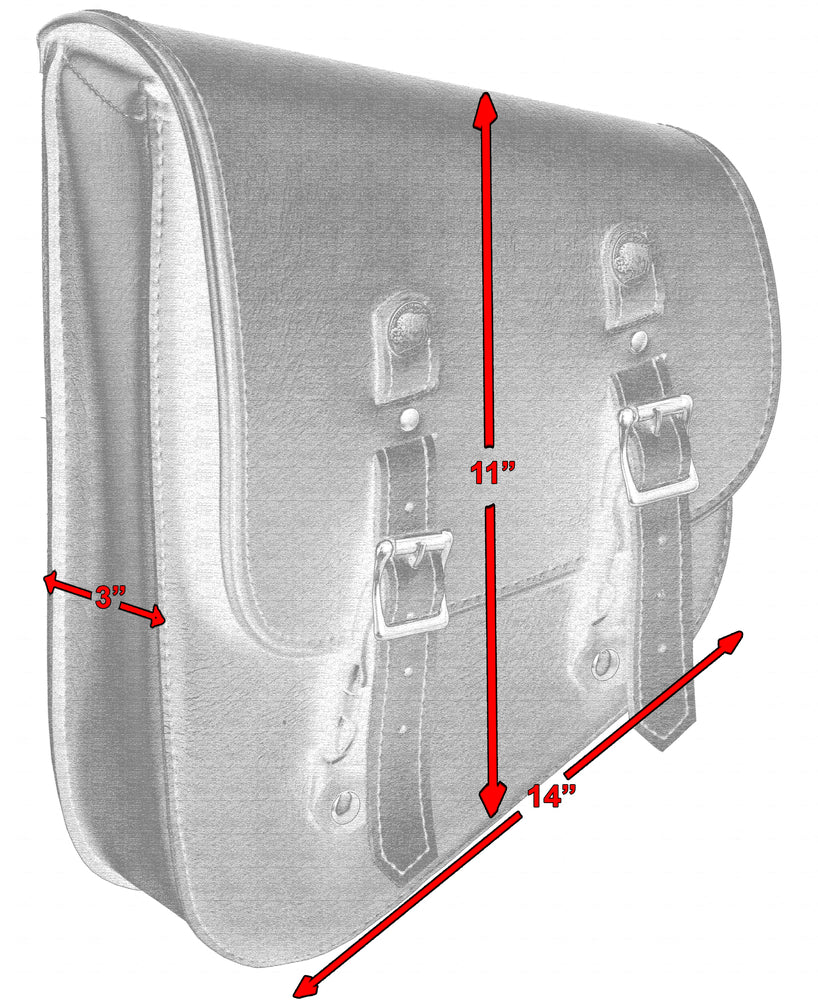 DS4010L Left Side Premium Leather Swing Arm Bag W/ Buffalo Snaps-Swingarm Bags-Daniel Smart Mfg - Retail