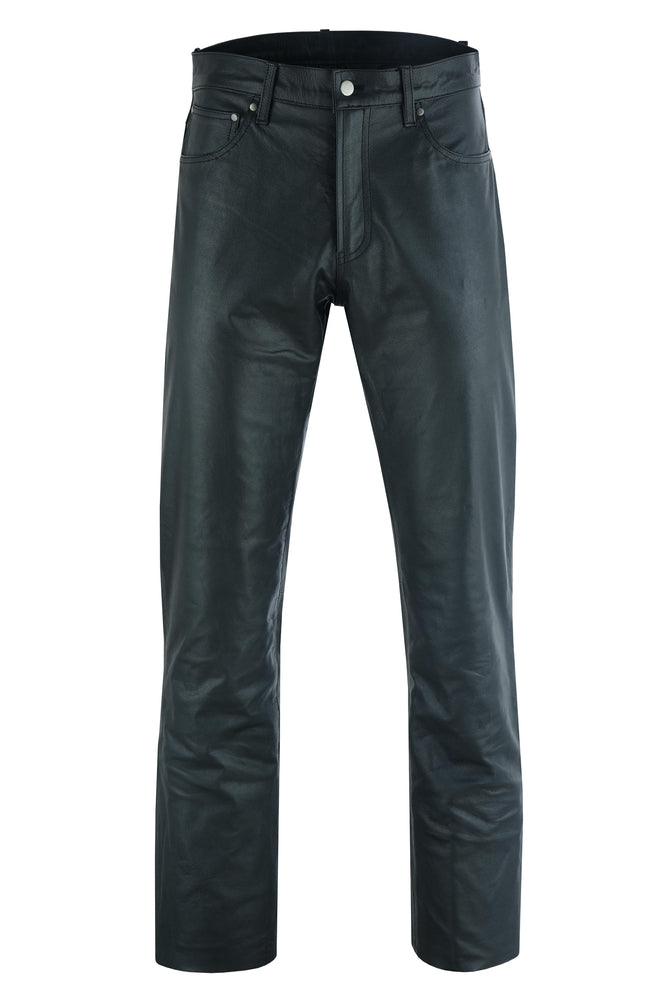 DS452 Women's Classic 5 Pocket Black Casual Motorcycle Leather Pants-Daniel Smart Mfg - Retail