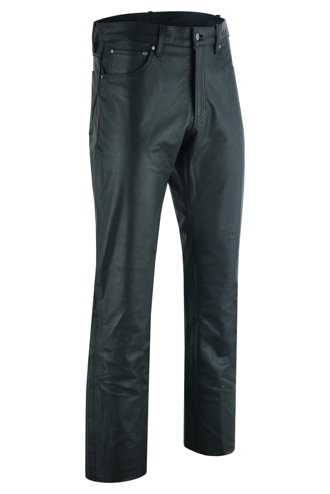 DS452 Women's Classic 5 Pocket Black Casual Motorcycle Leather Pants-Daniel Smart Mfg - Retail