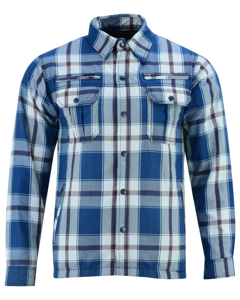 DS4673 Armored Flannel Shirt - Blue, White & Maroon-Daniel Smart Mfg - Retail