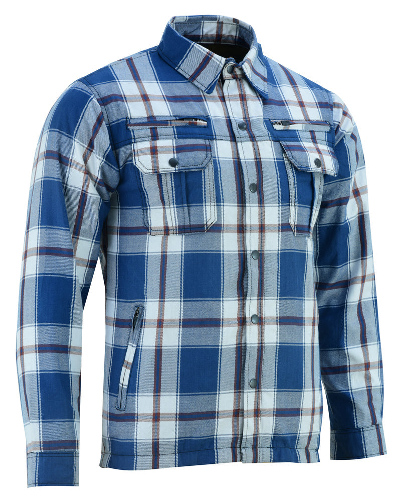 DS4673 Armored Flannel Shirt - Blue, White & Maroon-Daniel Smart Mfg - Retail