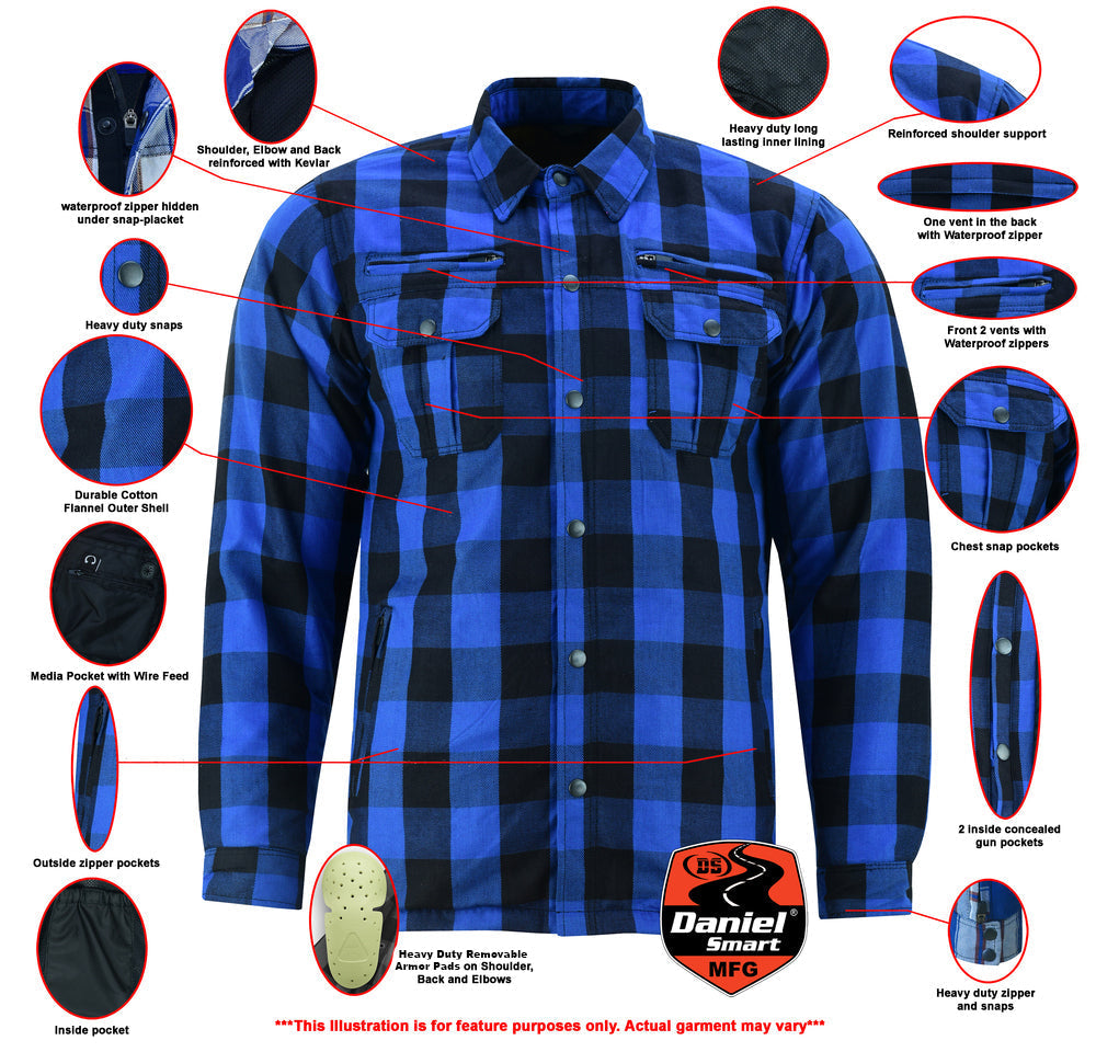 DS4674 Armored Flannel Shirt - Blue-Daniel Smart Mfg - Retail