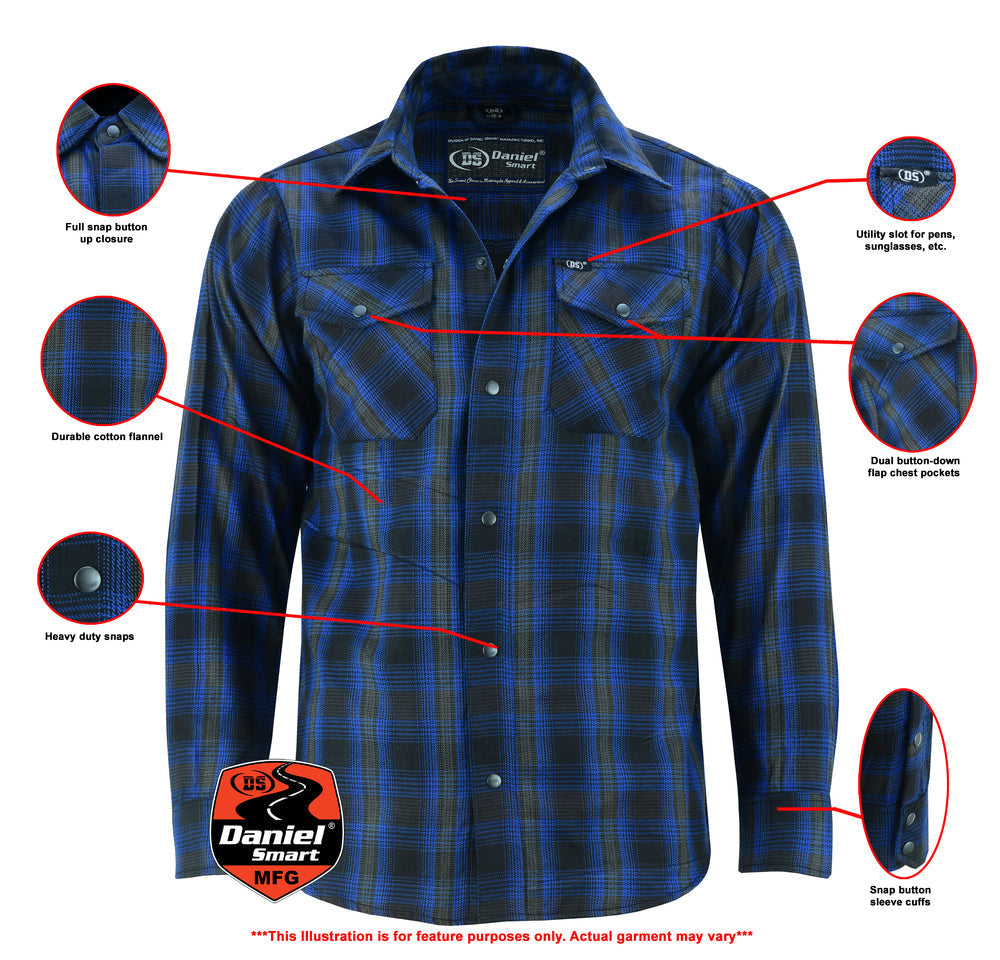 DS4681 Flannel Shirt - Daze Blue and Black-Daniel Smart Mfg - Retail