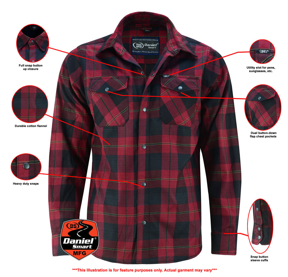 DS4682 Flannel Shirt - Red and Black-Daniel Smart Mfg - Retail