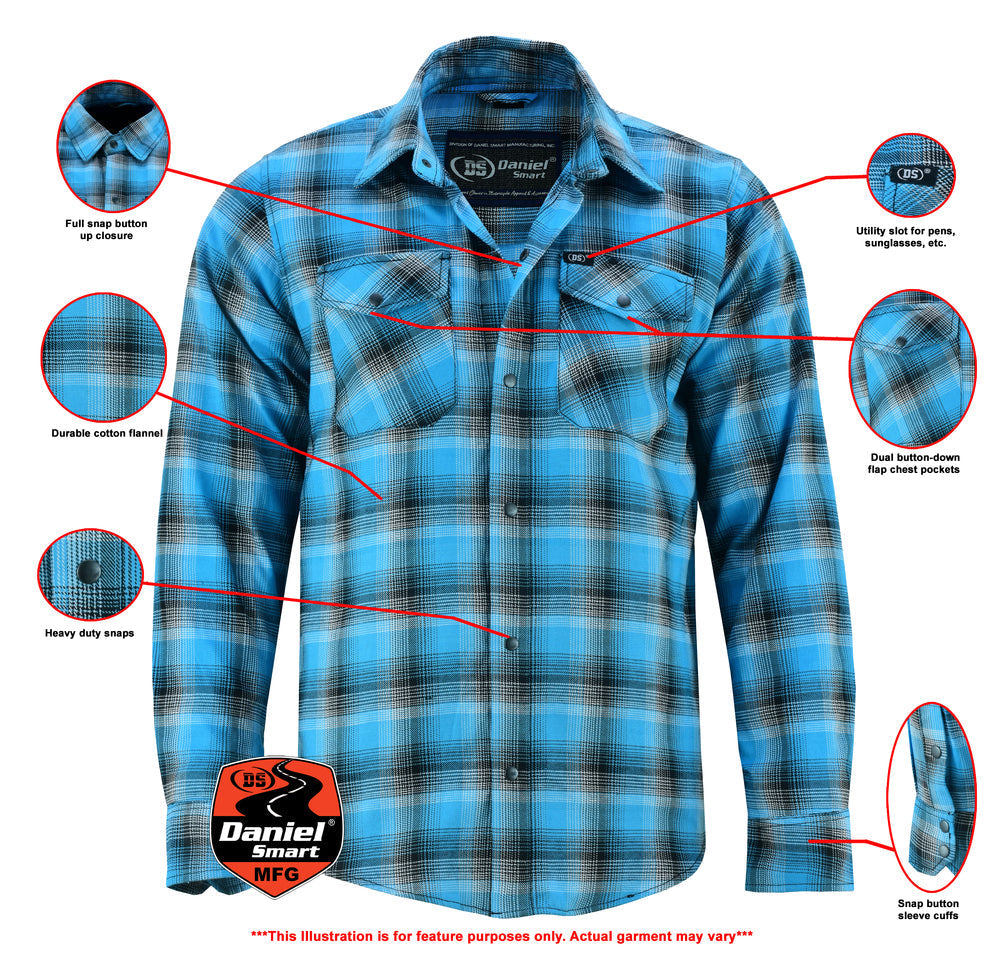 DS4683 Flannel Shirt - Blue and Black Shaded-Daniel Smart Mfg - Retail