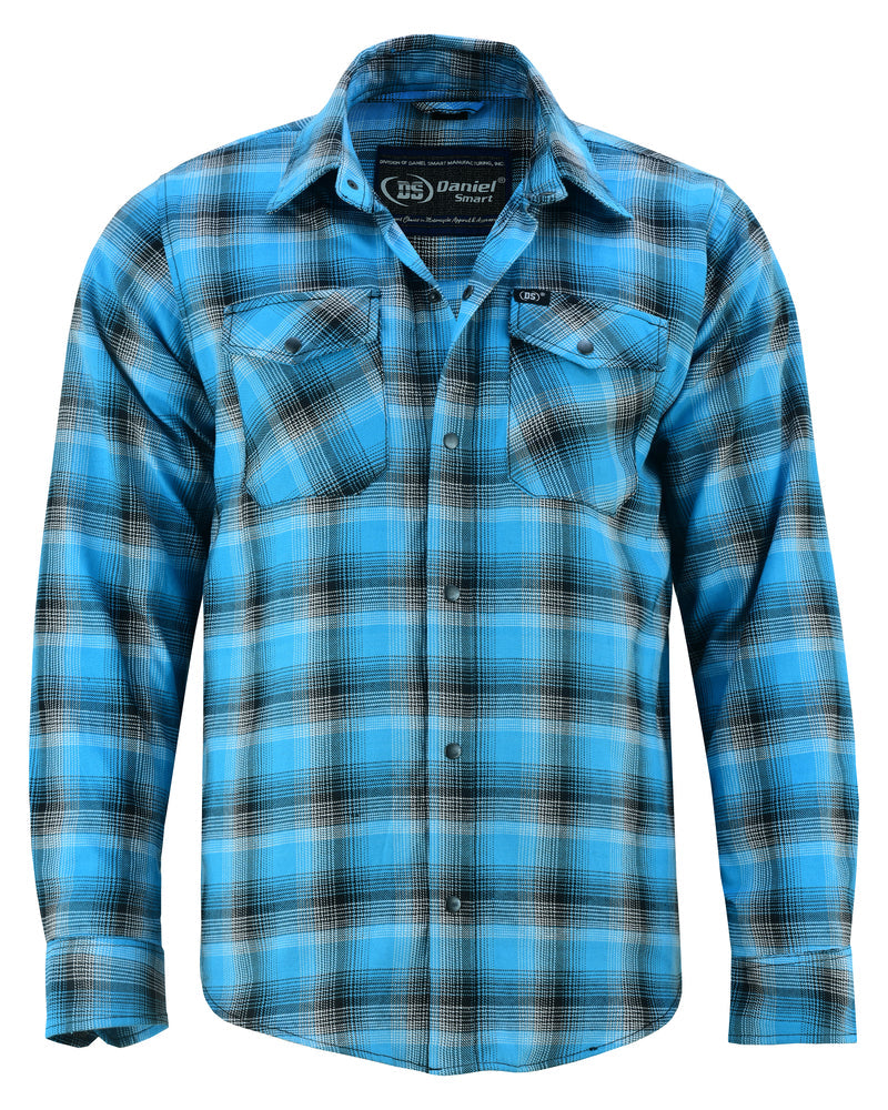 DS4683 Flannel Shirt - Blue and Black Shaded-Daniel Smart Mfg - Retail