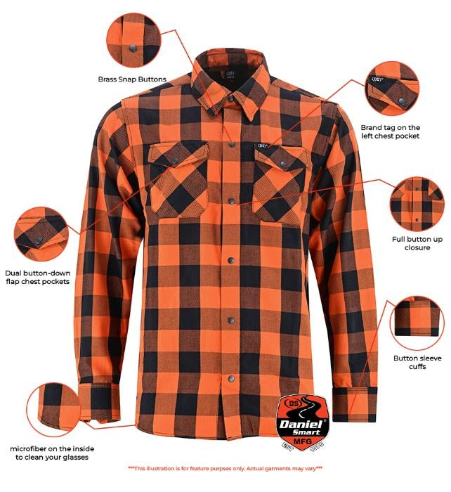 DS4684 Flannel Shirt - Orange and Black-Daniel Smart Mfg - Retail