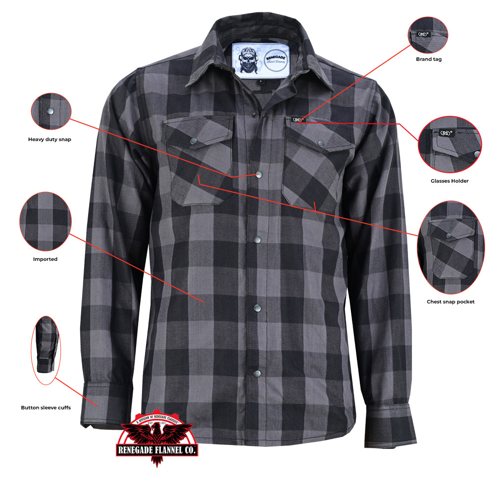 DS4685 Flannel Shirt - Gray and Black-Daniel Smart Mfg - Retail