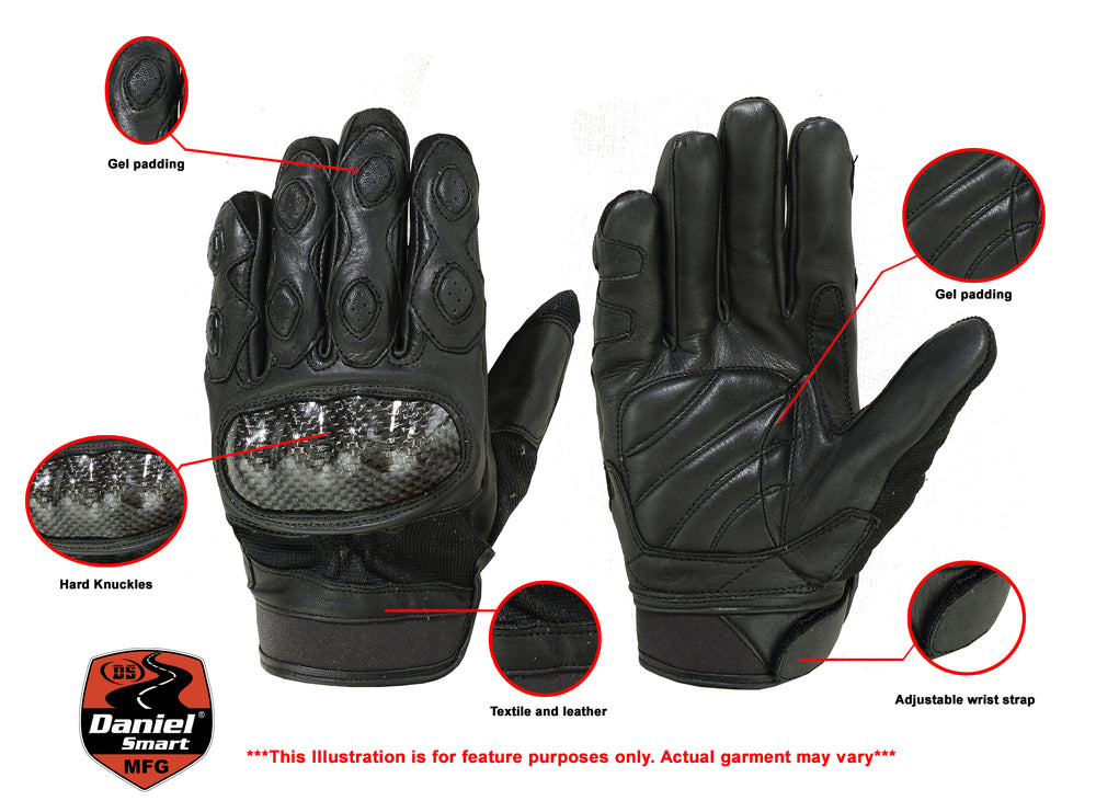 DS55BK Leather/ Textile Sporty Glove-Daniel Smart Mfg - Retail